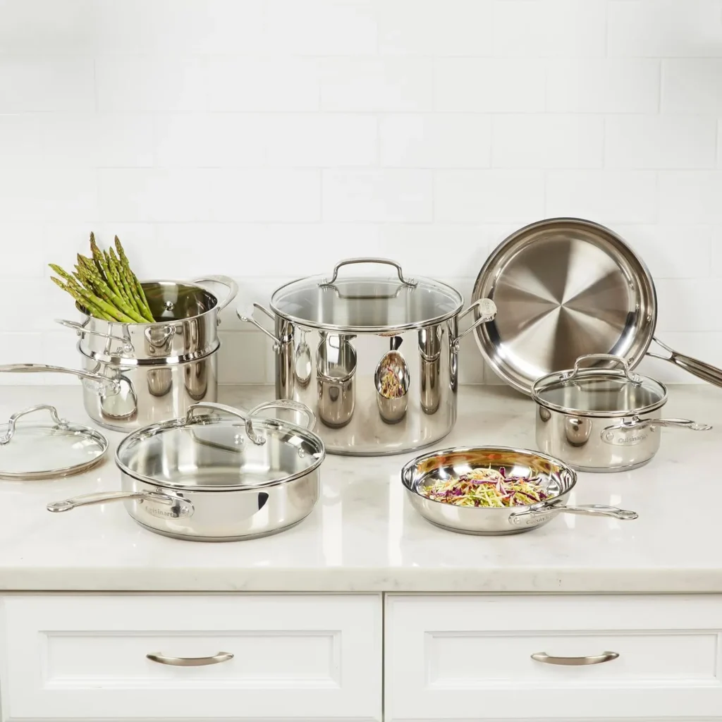 Belgique Stainless Steel Cookware Set, 11-Piece Chef’s Classic Collection
